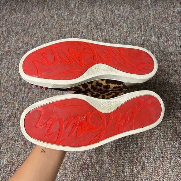 Christian Louboutin Leopard-Print Spikes Low Top Sneakers - Picture 2 of 4